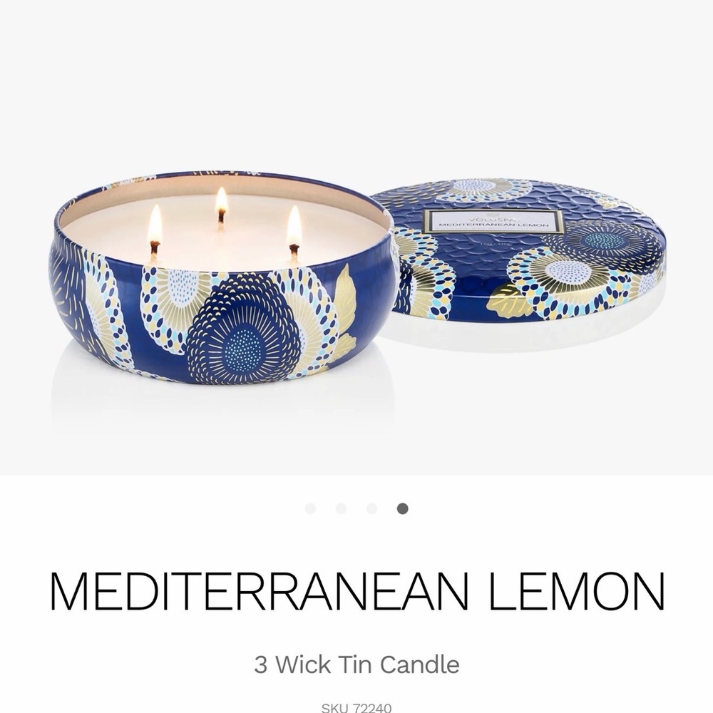 Voluspa Mediterranean Lemon 3-Wick Candle - Blue and White